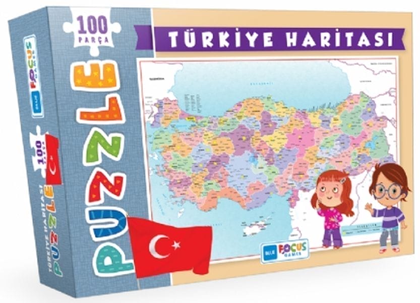 Blue Focus Türkei-Karte - 100-teiliges Puzzle
