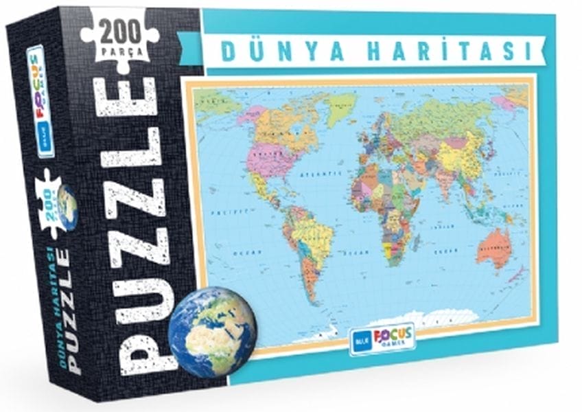 Nexşeya Cîhanê ya Şîn a Fokusê - Puzzle 200 Parçe