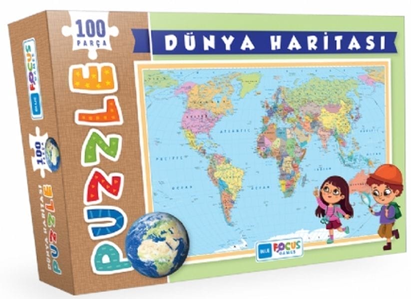 Nexşeya Cîhanê ya Şîn a Fokusê - Puzzle 100 Parçe