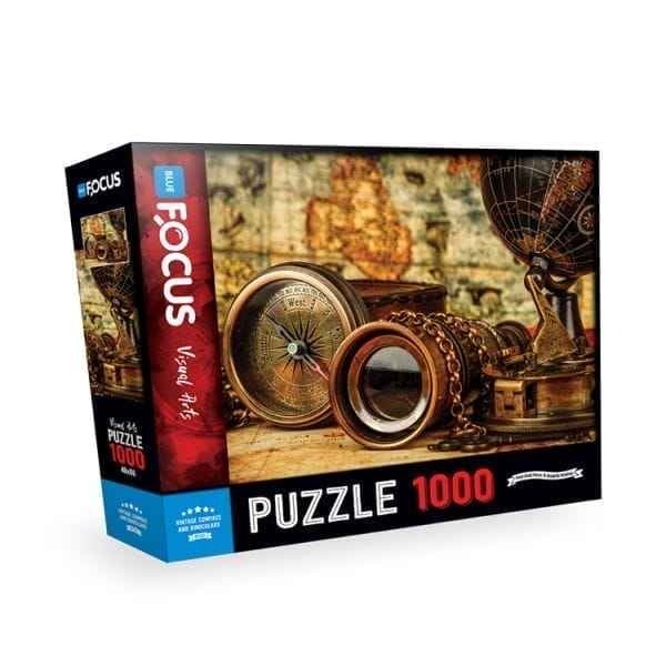 Blue Focus Vintage Kompass und Fernglas - Puzzle mit 1000 Teilen