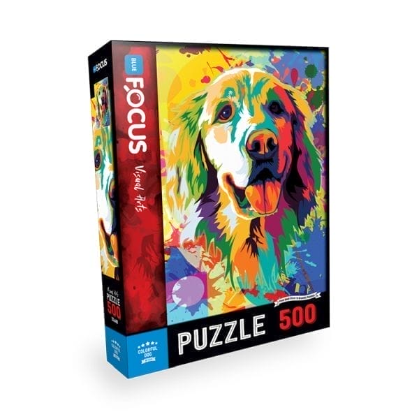 Blauer Fokus, bunter Hund – 500-teiliges Puzzle