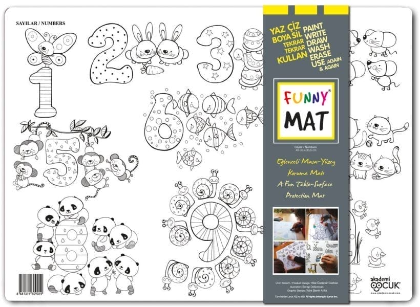 Lustige Spielmatte – Zahlen – Klein 33,5 x 48 cm