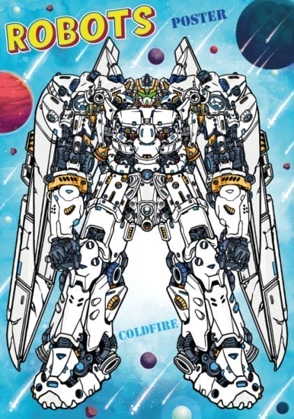 Standa Pirtûka Rengkirinê ya Çîtikên Robotan