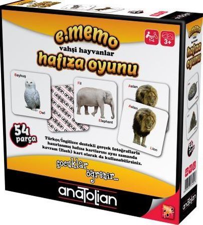 E. Memo Vahşi Hayvanlar Hafıza Oyunu 54 Parça 3 Yaş