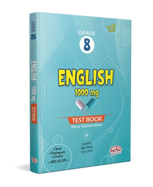 Pirtûka Testê ya Îngilîzî ya Pola 8-an a Edîtor 1000 mg