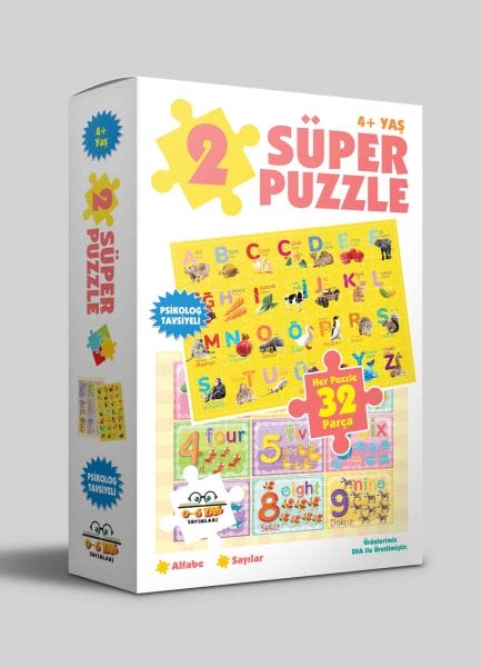 2 Süper Puzzle - Alfabe - Sayılar 4+ Yaş