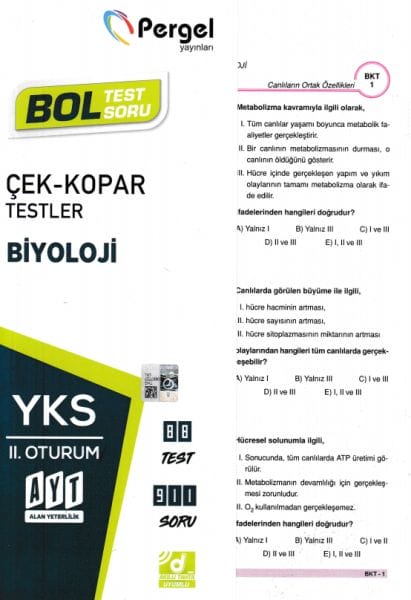 Pergel AYT Biologie Abreiß-Arbeitsblatttest (Neu)