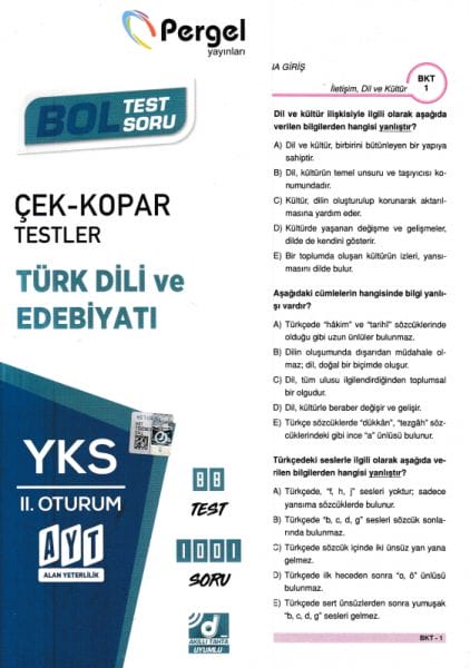Testa Pelê ya Veqetandî ya Ziman û Wêjeya Tirkî ya Pergel AYT (Nû)