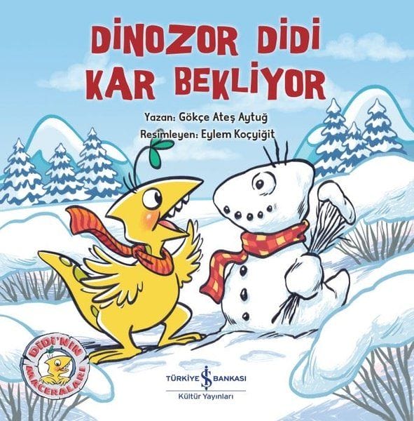 Didi, der Dinosaurier, wartet auf Schnee